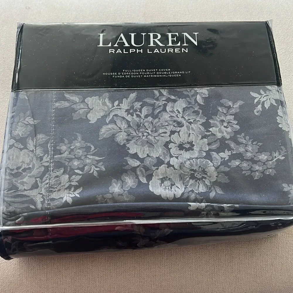 Lauren Ralph Lauren Mya Floral Duvet Cover, Navy, New, Size Queen